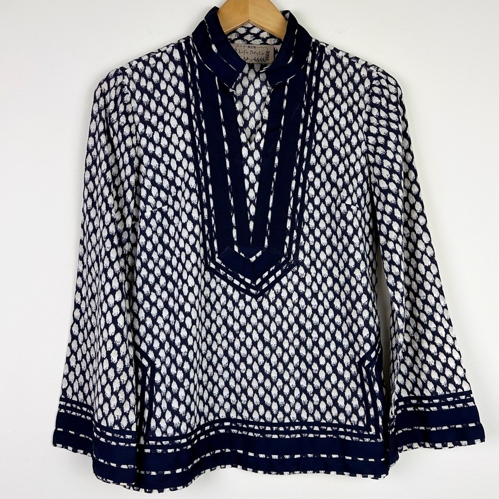 Life Style Navy Blue Cotton Tunic
